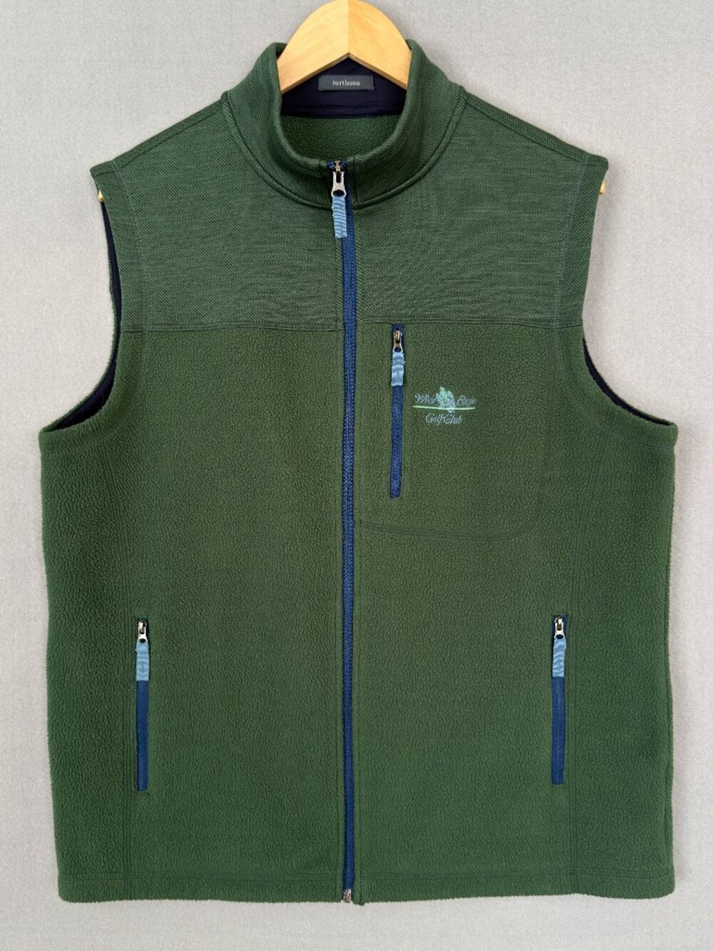 Turtleson Steele Full‎ Zip Fleece Vest Green Men's L White Eagle Golf Club